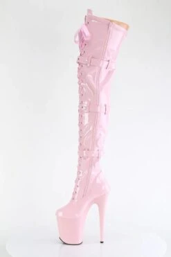 Pleaser USA Flamingo-3028 8inch Thigh High Pleaser Boots - Patent Baby Pink -Famous Boot Store 2 1
