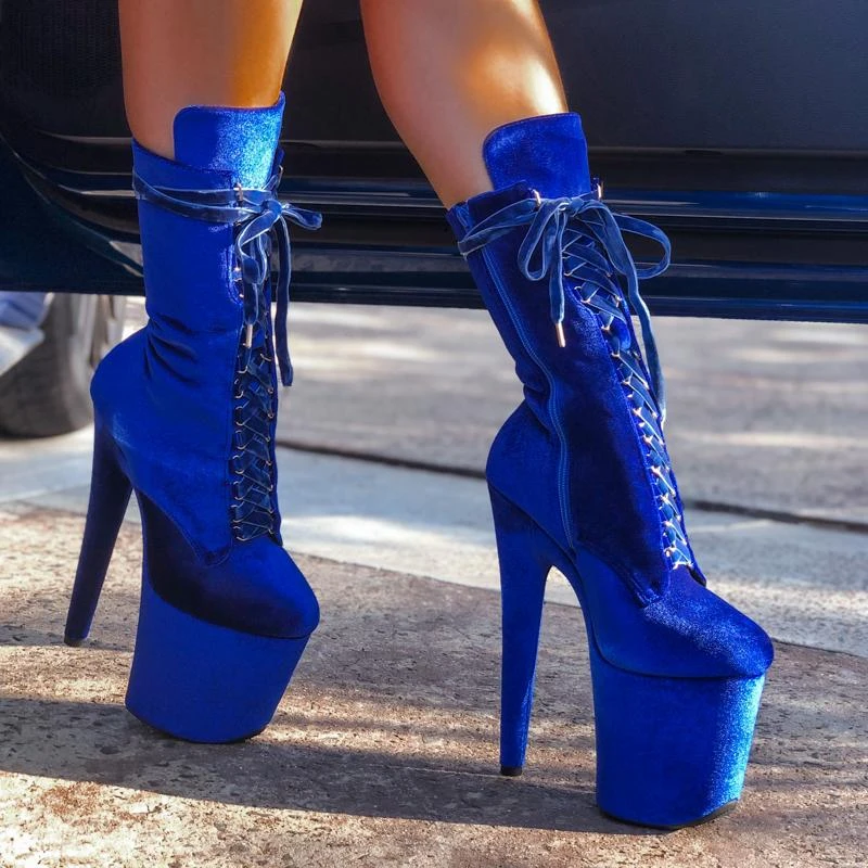 Hella Heels BabyDoll Velvet 8inch Boots - King Pin 3 Hella Heels BabyDoll Velvet 8inch Boots - King Pin - Image 3