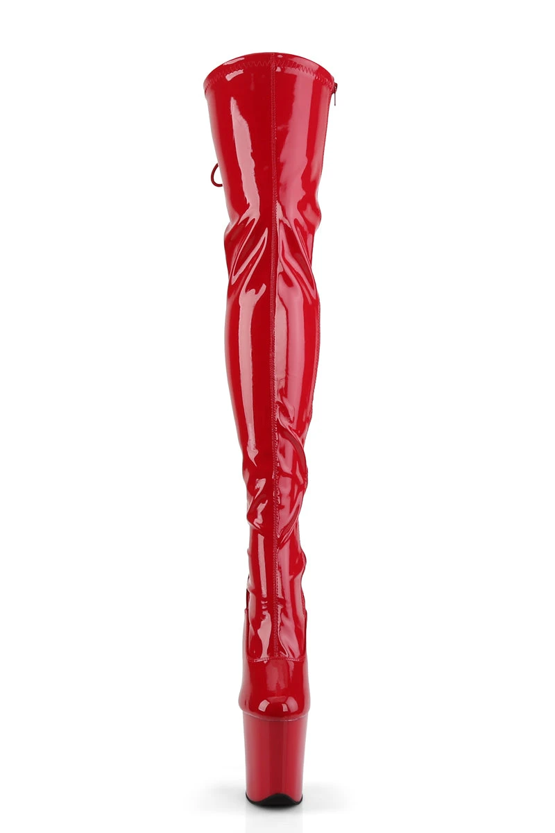 Pleaser USA Flamingo-3063 8inch Thigh High Pleaser Boots - Patent Red 3 Pleaser USA Flamingo-3063 8inch Thigh High Pleaser Boots - Patent Red - Image 3