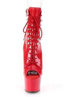 Pleaser USA Adore-1021 7inch Pleaser Peep Toe Boots - Patent Red -Famous Boot Store Adore 10217inchPleaserPeeptoeBoots PatentRedADORE 1021 R M01