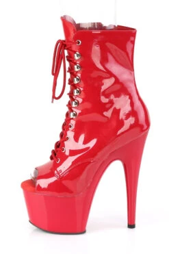 Pleaser USA Adore-1021 7inch Pleaser Peep Toe Boots - Patent Red -Famous Boot Store Adore 10217inchPleaserPeeptoeBoots PatentRedADORE 1021 R M05