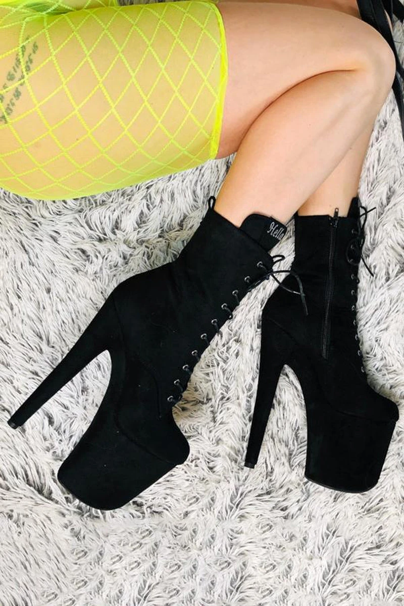 Hella Heels BabyDoll 8inch Boots - Black 2 Hella Heels BabyDoll 8inch Boots - Black - Image 2