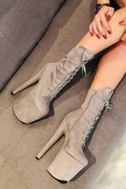 Hella Heels BabyDoll 8inch Boots - Light Grey 11 Hella Heels BabyDoll 8inch Boots - Light Grey -Famous Boot Store BDDarkLightgrey8inch8