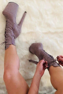 Hella Heels BabyDoll 8inch Boots - Lilac Mink 12 Hella Heels BabyDoll 8inch Boots - Lilac Mink -Famous Boot Store BDDarkMink8inch3copy 1