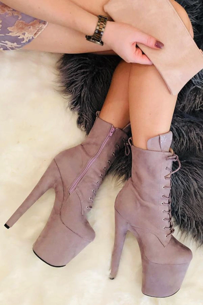 Hella Heels BabyDoll 8inch Boots - Lilac Mink 2 Hella Heels BabyDoll 8inch Boots - Lilac Mink - Image 2