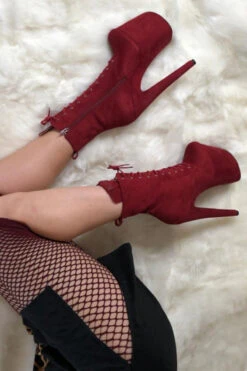Hella Heels BabyDoll 8inch Boots - Dark Red 10 Hella Heels BabyDoll 8inch Boots - Dark Red -Famous Boot Store BDDarkRed8inch3 1