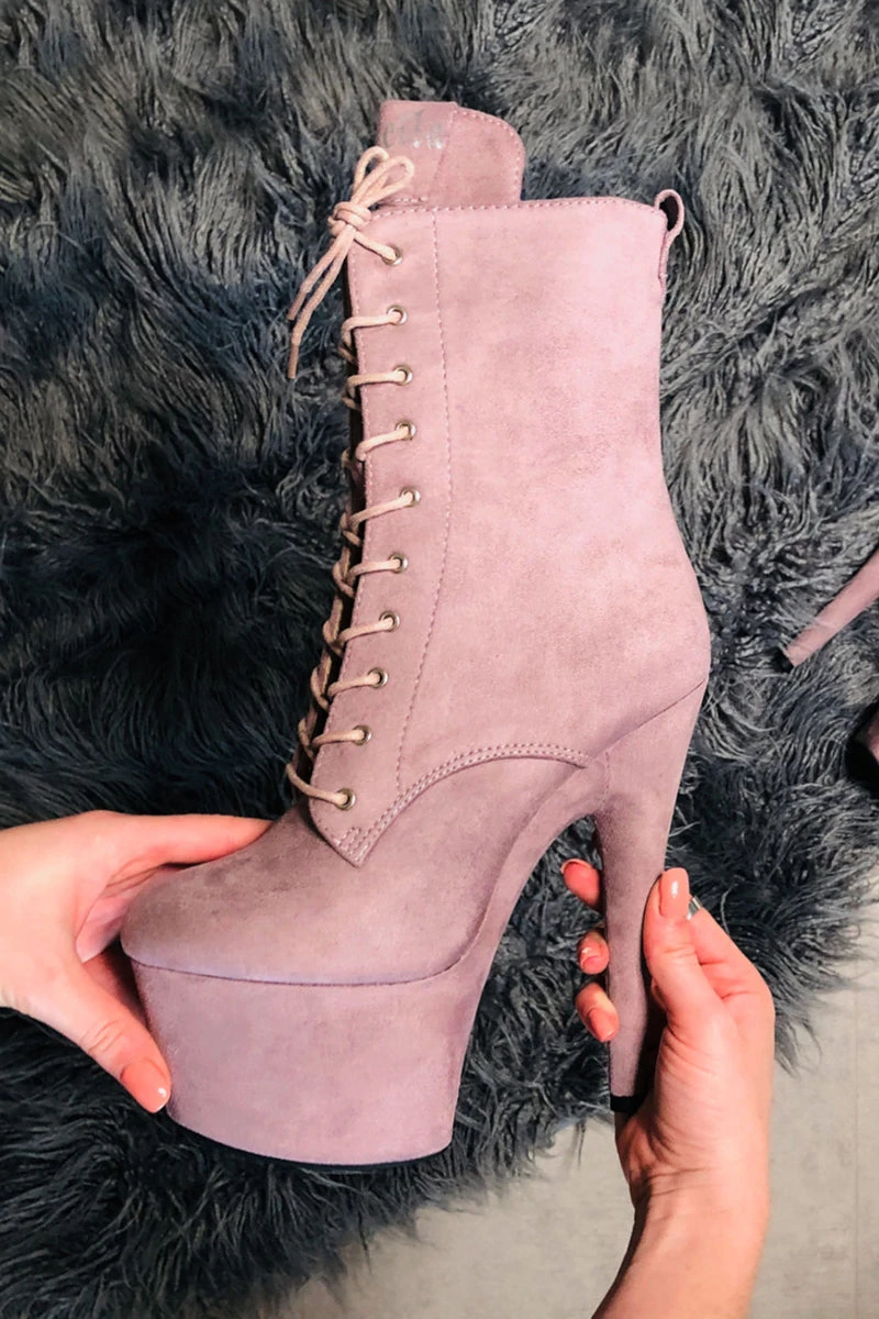 Hella Heels BabyDoll 7inch Boots - Lilac Mink 1 Hella Heels BabyDoll 7inch Boots - Lilac Mink