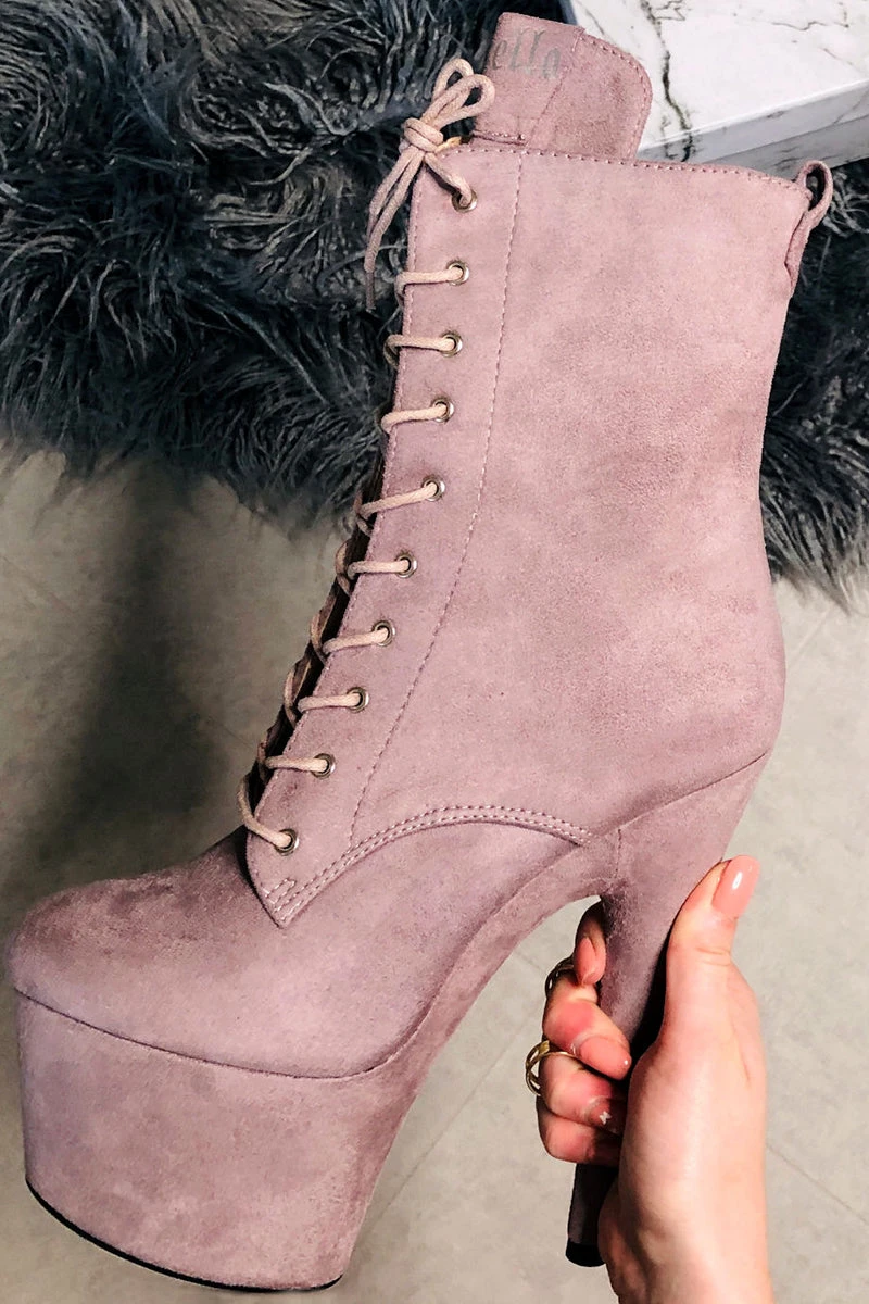 Hella Heels BabyDoll 7inch Boots - Lilac Mink 2 Hella Heels BabyDoll 7inch Boots - Lilac Mink - Image 2