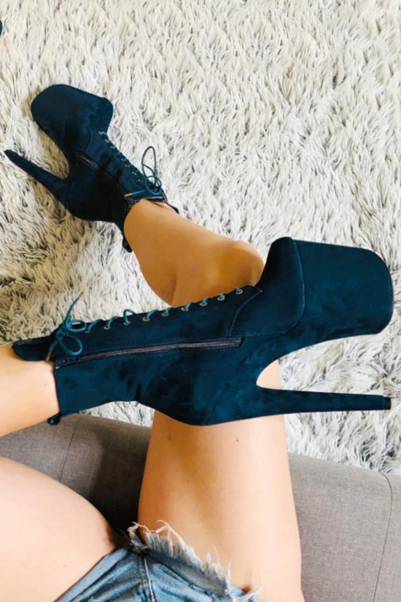 Hella Heels BabyDoll 8inch Boots - Teal 2 Hella Heels BabyDoll 8inch Boots - Teal - Image 2