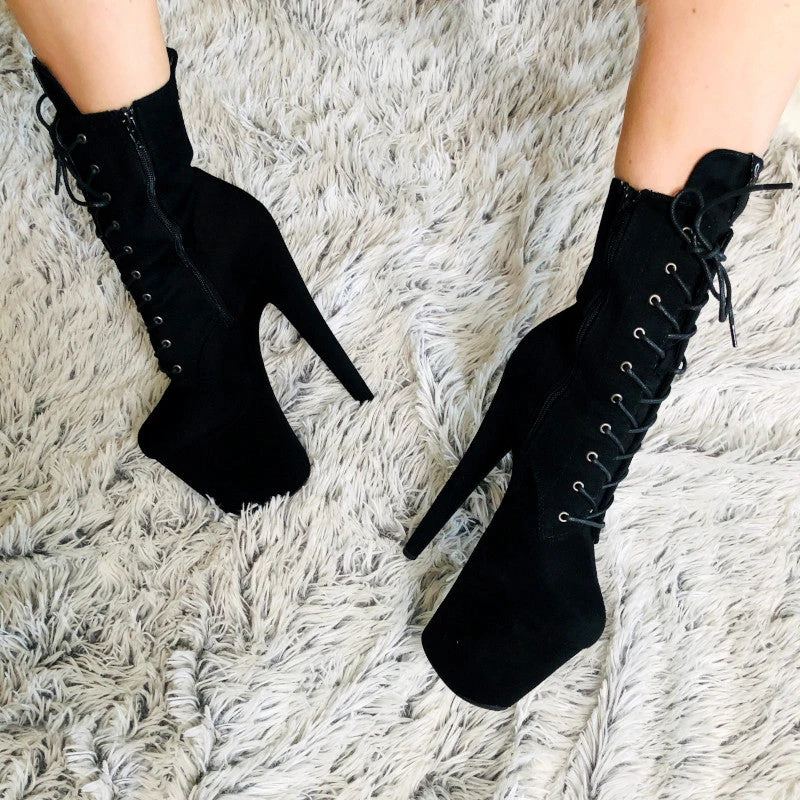 Hella Heels BabyDoll 8inch Boots - Black 6 Hella Heels BabyDoll 8inch Boots - Black - Image 6