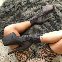 Hella Heels BabyDoll 8inch Boots - Dark Grey 11 Hella Heels BabyDoll 8inch Boots - Dark Grey -Famous Boot Store BD Dark Grey 8 Inch 8