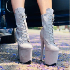 Hella Heels BabyDoll 8inch Boots - Light Grey 14 Hella Heels BabyDoll 8inch Boots - Light Grey -Famous Boot Store BD Dark Light grey 8 inch 2