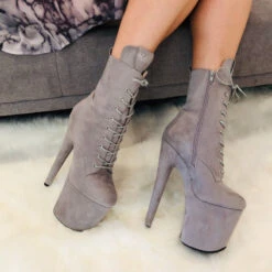 Hella Heels BabyDoll 8inch Boots - Light Grey 15 Hella Heels BabyDoll 8inch Boots - Light Grey -Famous Boot Store BD Dark Light grey 8 inch 4