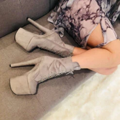 Hella Heels BabyDoll 8inch Boots - Light Grey 17 Hella Heels BabyDoll 8inch Boots - Light Grey -Famous Boot Store BD Dark Light grey 8 inch 7 1