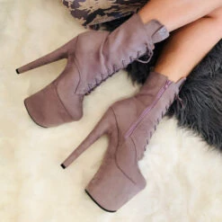 Hella Heels BabyDoll 8inch Boots - Lilac Mink 15 Hella Heels BabyDoll 8inch Boots - Lilac Mink -Famous Boot Store BD Dark Mink 8 inch 7 1