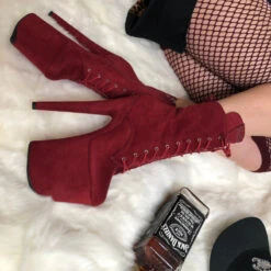 Hella Heels BabyDoll 8inch Boots - Dark Red 14 Hella Heels BabyDoll 8inch Boots - Dark Red -Famous Boot Store BD Dark Red 8 inch 1