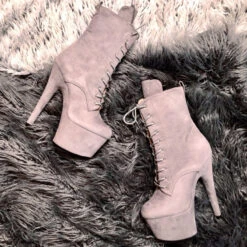 Hella Heels BabyDoll 7inch Boots - Light Grey 5 Hella Heels BabyDoll 7inch Boots - Light Grey -Famous Boot Store BD Light Grey 8 inch 2 1