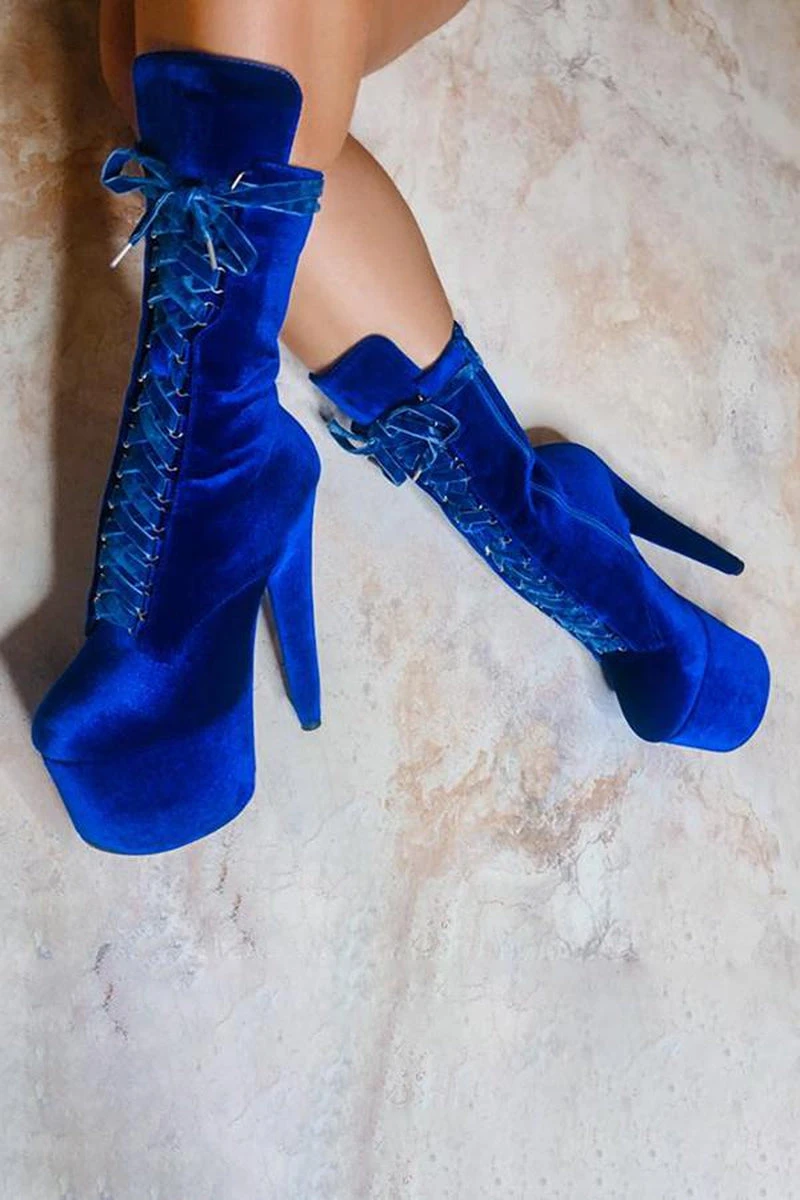 Hella Heels BabyDoll Velvet 7inch Boots - King Pin 2 Hella Heels BabyDoll Velvet 7inch Boots - King Pin - Image 2