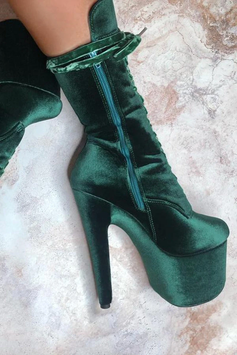 Hella Heels BabyDoll Velvet 7inch Boots - NY Gangster 2 Hella Heels BabyDoll Velvet 7inch Boots - NY Gangster - Image 2