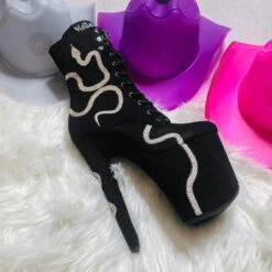 Hella Heels Snake In My Boot 8inch Boots - Black 18 Hella Heels Snake In My Boot 8inch Boots - Black -Famous Boot Store Black 1