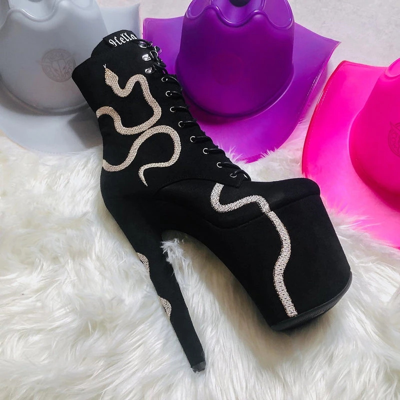 Hella Heels Snake In My Boot 8inch Boots - Black 8 Hella Heels Snake In My Boot 8inch Boots - Black - Image 8