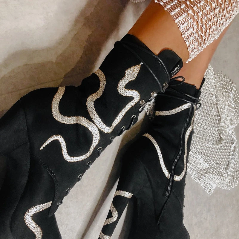 Hella Heels Snake In My Boot 8inch Boots - Black 4 Hella Heels Snake In My Boot 8inch Boots - Black - Image 4