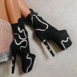 Hella Heels Snake In My Boot 8inch Boots - Black -Famous Boot Store Black 11 1