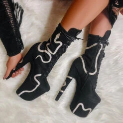 Hella Heels Snake In My Boot 8inch Boots - Black -Famous Boot Store Black 2 1