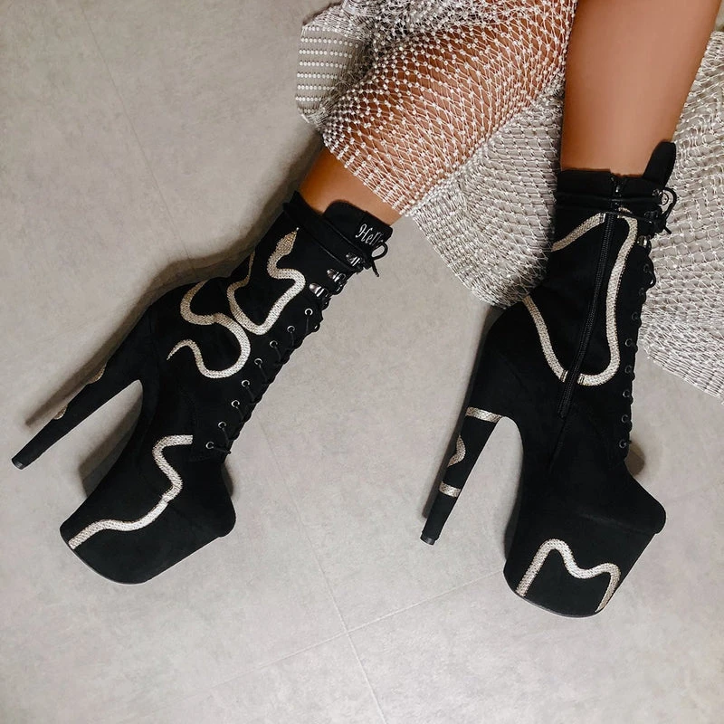 Hella Heels Snake In My Boot 8inch Boots - Black 7 Hella Heels Snake In My Boot 8inch Boots - Black - Image 7
