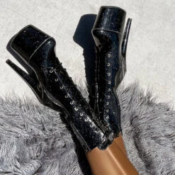 Hella Heels The Glitterati 7inch Boots - Sin City -Famous Boot Store Blacksincityglitter7inchpoledancehighboot 1