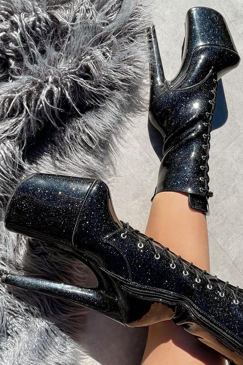 Hella Heels The Glitterati 8inch Boots - Sin City 1 Hella Heels The Glitterati 8inch Boots - Sin City