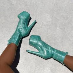 Hella Heels The Glitterati 7inch Boots - Baby Blues 8 Hella Heels The Glitterati 7inch Boots - Baby Blues -Famous Boot Store Bluebabybluesglitter7inchpoledancehighboot 2