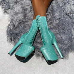 Hella Heels The Glitterati 8inch Boots - Baby Blues -Famous Boot Store Bluebabybluesglitter8inchpoledancehighboot 4