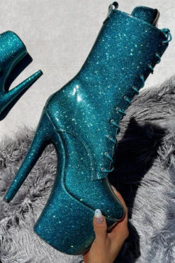 Hella Heels The Glitterati 8inch Boots - Ocean Eyes -Famous Boot Store Blueoceaneyesglitter8inchpoledancehighboot 4 1