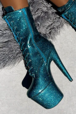 Hella Heels The Glitterati 8inch Boots - Ocean Eyes -Famous Boot Store Blueoceaneyesglitter8inchpoledancehighboot 7
