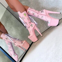 Hella Heels Butterfly Boots - 8inch - Pink 11 Hella Heels Butterfly Boots - 8inch - Pink -Famous Boot Store ButterflyBoot Pink 8INCH8