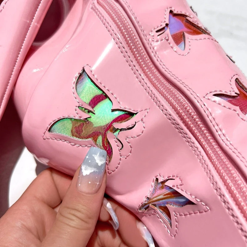 Hella Heels Butterfly Boots - 8inch - Pink 3 Hella Heels Butterfly Boots - 8inch - Pink - Image 3