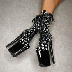 Hella Heels Branded 8inch Boots - Black/Black -Famous Boot Store EmpireKicksBrandedblack black8inchpoledanceboot 2