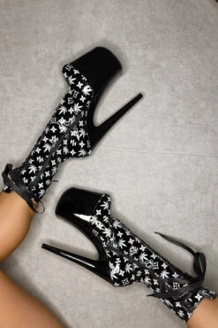 Hella Heels Branded 8inch Boots - Black/Black -Famous Boot Store EmpireKicksBrandedblack black8inchpoledanceboot 3 1