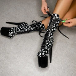 Hella Heels Branded 8inch Boots - Black/Black -Famous Boot Store EmpireKicksBrandedblack black8inchpoledanceboot 4 1