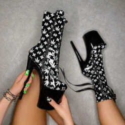 Hella Heels Branded 8inch Boots - Black/Black -Famous Boot Store EmpireKicksBrandedblack black8inchpoledanceboot 5