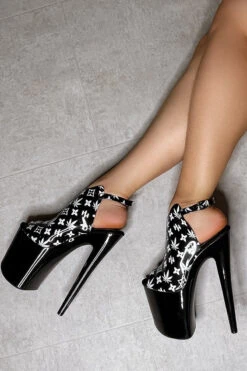 Hella Heels Branded Shield 8inch Stilettos - Black/Black -Famous Boot Store EmpireKicksBrandedblack black8inchpoledanceshieldstiletto 3