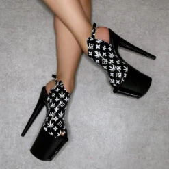 Hella Heels Branded Shield 8inch Stilettos - Black/Black -Famous Boot Store EmpireKicksBrandedblack black8inchpoledanceshieldstiletto 6