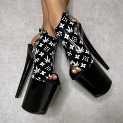 Hella Heels Branded Shield 8inch Stilettos - Black/Black -Famous Boot Store EmpireKicksBrandedblack black8inchpoledanceshieldstiletto 7