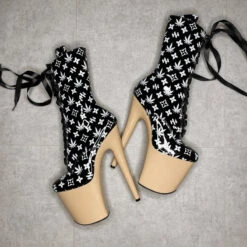 Hella Heels Branded 8inch Boots - Black/Sand -Famous Boot Store EmpireKicksBrandedblack sand8inchpoledanceboot