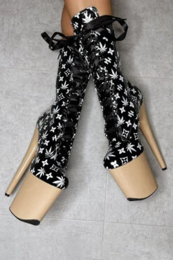 Hella Heels Branded 8inch Boots - Black/Sand -Famous Boot Store EmpireKicksBrandedblack sand8inchpoledanceboot 3