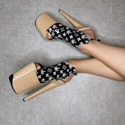 Hella Heels Branded Shield 8inch Stilettos - Black/Sand 11 Hella Heels Branded Shield 8inch Stilettos - Black/Sand -Famous Boot Store EmpireKicksBrandedblack sand8inchpoledanceshieldstiletto 3