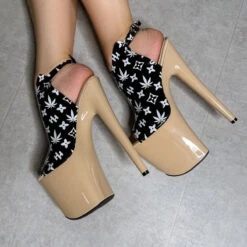 Hella Heels Branded Shield 8inch Stilettos - Black/Sand 9 Hella Heels Branded Shield 8inch Stilettos - Black/Sand -Famous Boot Store EmpireKicksBrandedblack sand8inchpoledanceshieldstiletto 4