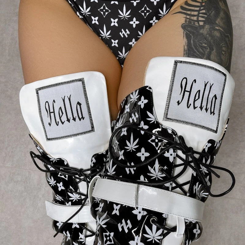 Hella Heels Branded Thigh High 8inch Boots - Black 8 Hella Heels Branded Thigh High 8inch Boots - Black - Image 8