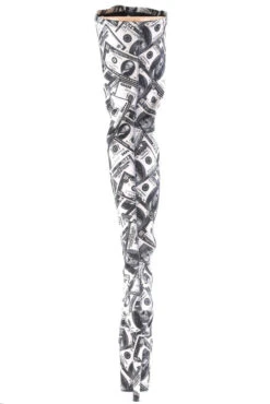 Pleaser USA Flamingo-3000DP 8inch Thigh High Pleaser Boots - Money Print -Famous Boot Store FLAM3000DP W BFA MBack
